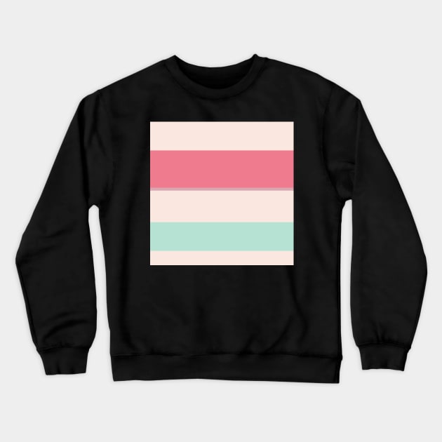 An uncommon union of Faded Pink, Powder Blue, Very Light Pink and Light Coral stripes. - Sociable Stripes Crewneck Sweatshirt by Sociable Stripes